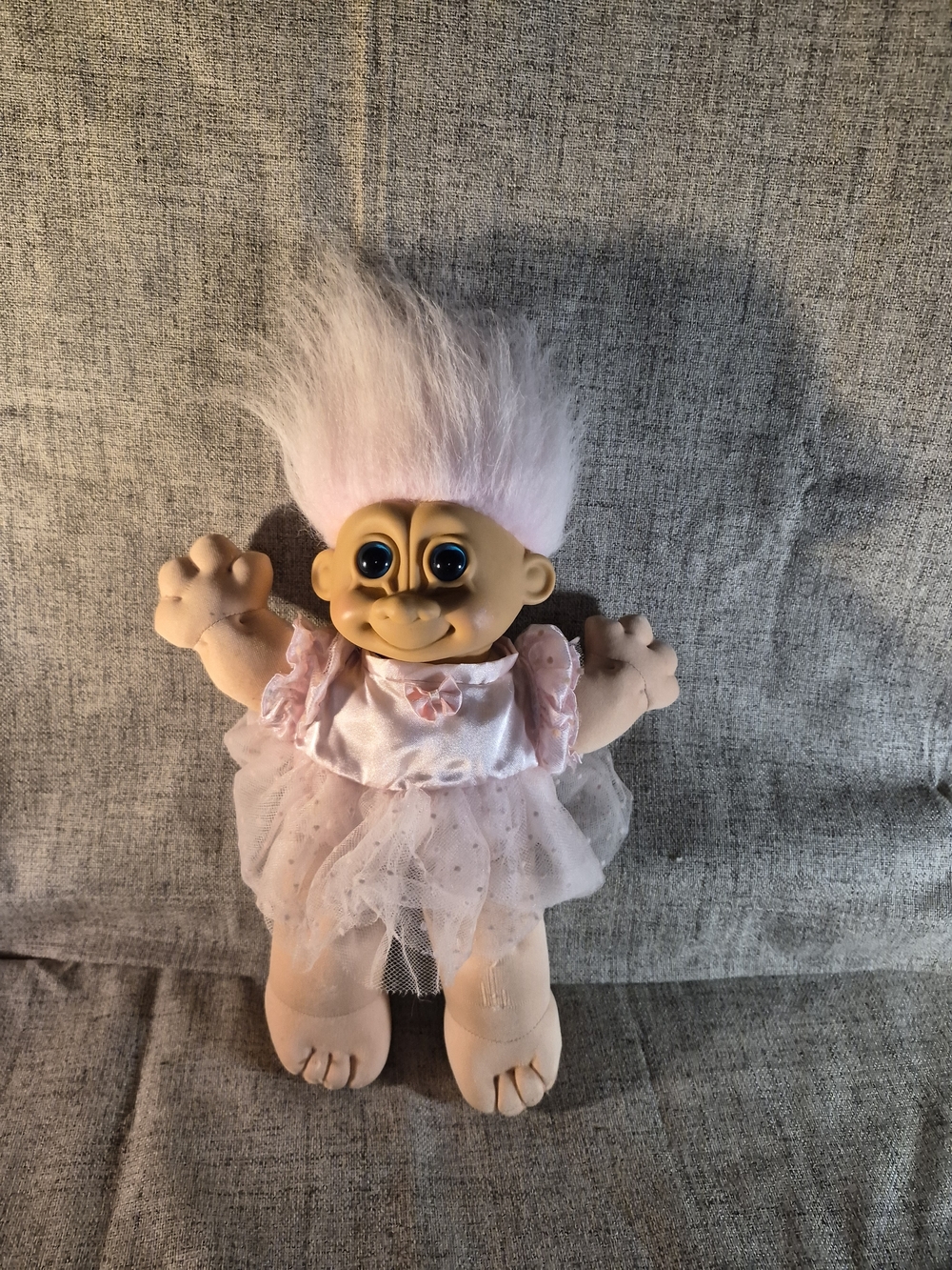 Pink Hair Troll Doll in Pink Dress - Vintage